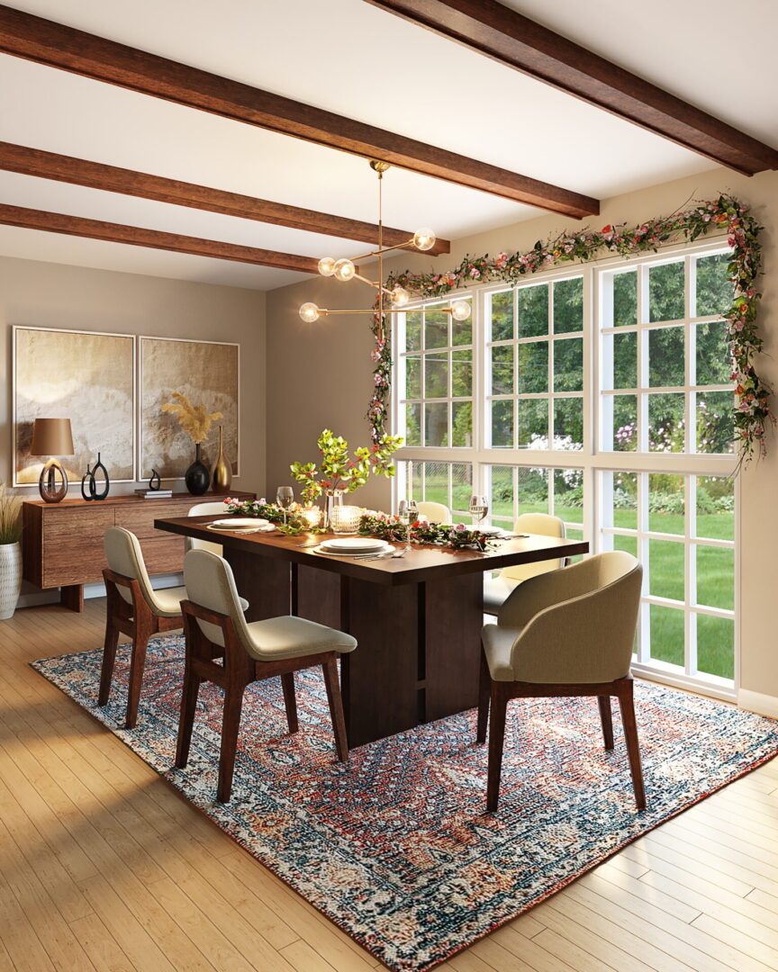 dining room with an outside view